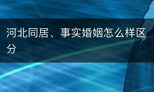 河北同居、事实婚姻怎么样区分