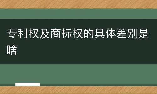 专利权及商标权的具体差别是啥