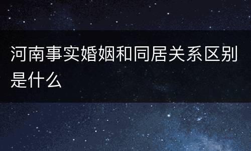 河南事实婚姻和同居关系区别是什么
