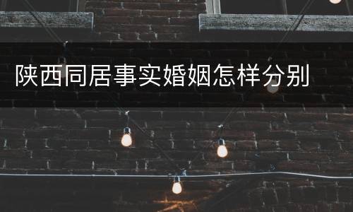陕西同居事实婚姻怎样分别