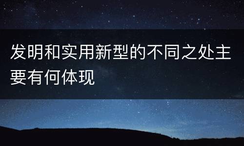 发明和实用新型的不同之处主要有何体现