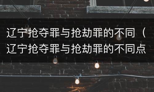 辽宁抢夺罪与抢劫罪的不同（辽宁抢夺罪与抢劫罪的不同点）
