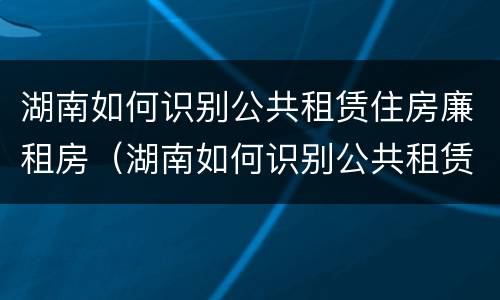 湖南如何识别公共租赁住房廉租房（湖南如何识别公共租赁住房廉租房名单）
