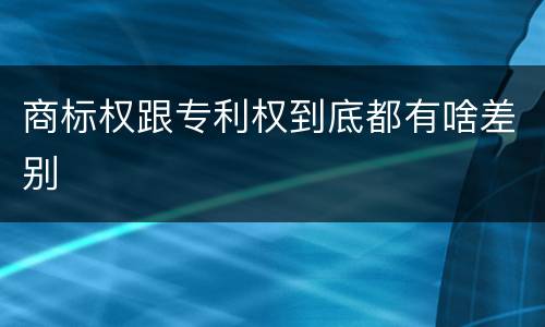 商标权跟专利权到底都有啥差别