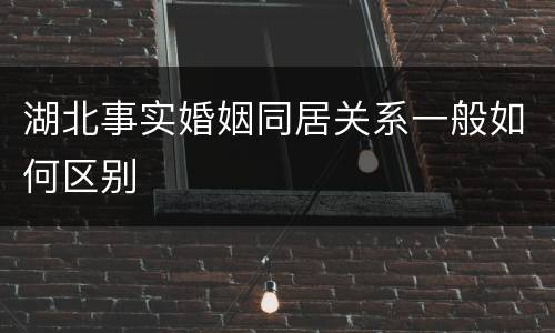 湖北事实婚姻同居关系一般如何区别