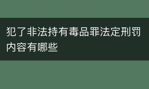 犯了非法持有毒品罪法定刑罚内容有哪些