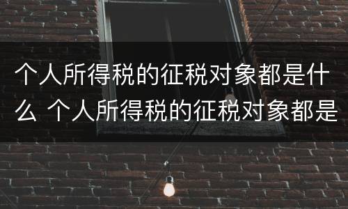 个人所得税的征税对象都是什么 个人所得税的征税对象都是什么意思
