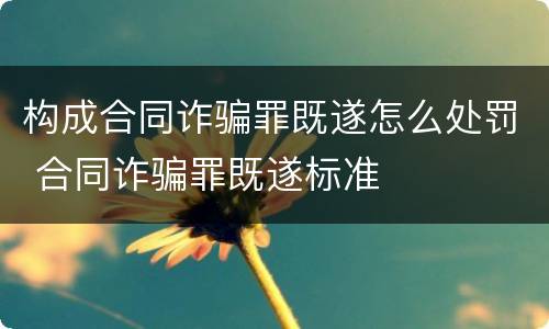 构成合同诈骗罪既遂怎么处罚 合同诈骗罪既遂标准