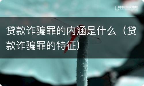 贷款诈骗罪的内涵是什么（贷款诈骗罪的特征）