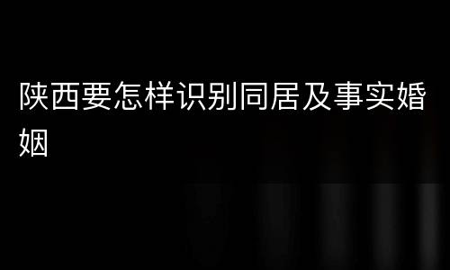 陕西要怎样识别同居及事实婚姻