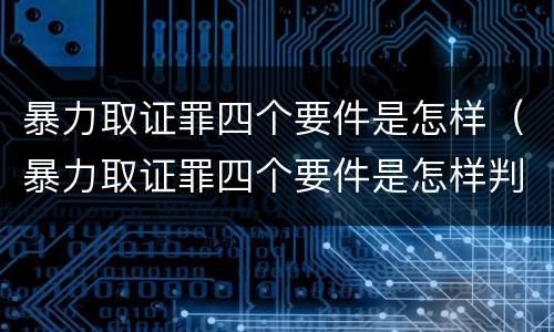 暴力取证罪四个要件是怎样（暴力取证罪四个要件是怎样判定的）