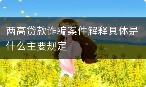 两高贷款诈骗案件解释具体是什么主要规定