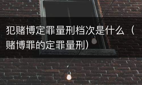 犯赌博定罪量刑档次是什么（赌博罪的定罪量刑）