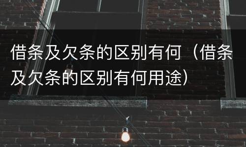 借条及欠条的区别有何（借条及欠条的区别有何用途）