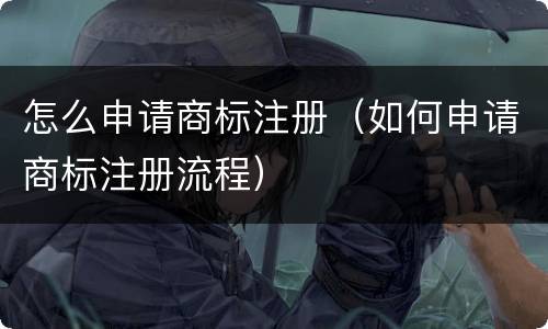 怎么申请商标注册（如何申请商标注册流程）