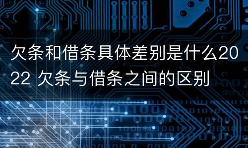欠条和借条具体差别是什么2022 欠条与借条之间的区别