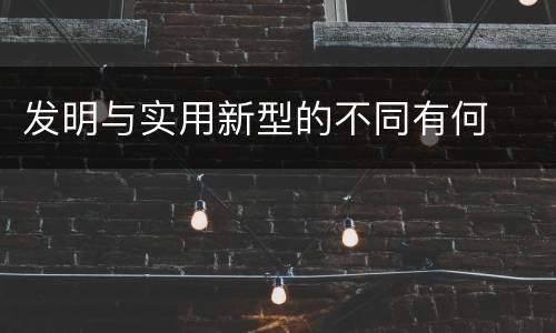 发明与实用新型的不同有何