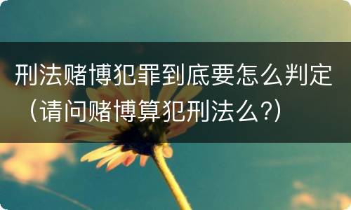 刑法赌博犯罪到底要怎么判定（请问赌博算犯刑法么?）