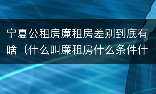 宁夏公租房廉租房差别到底有啥（什么叫廉租房什么条件什么叫公租房）