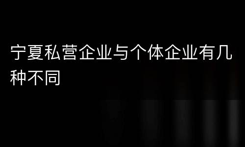 宁夏私营企业与个体企业有几种不同