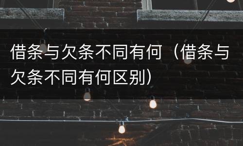 借条与欠条不同有何（借条与欠条不同有何区别）