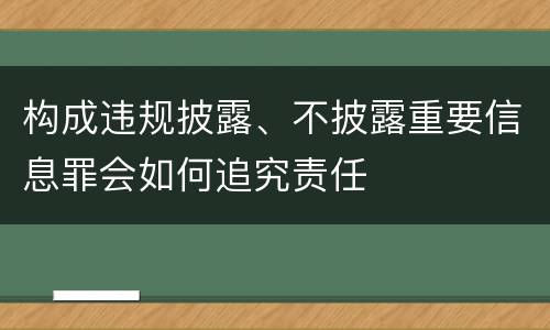 构成违规披露、不披露重要信息罪会如何追究责任