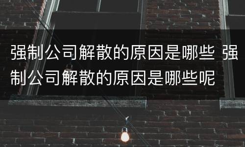 强制公司解散的原因是哪些 强制公司解散的原因是哪些呢