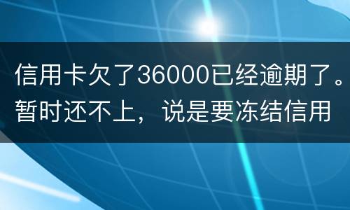 信用卡欠了36000已经逾期了。暂时还不上，说是要冻结信用卡，可以办理分期吗
