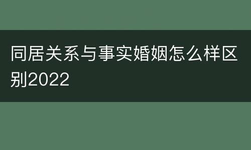 同居关系与事实婚姻怎么样区别2022