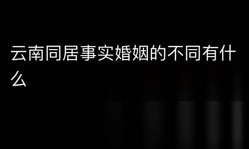 云南同居事实婚姻的不同有什么