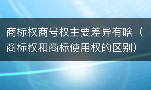 商标权商号权主要差异有啥（商标权和商标使用权的区别）