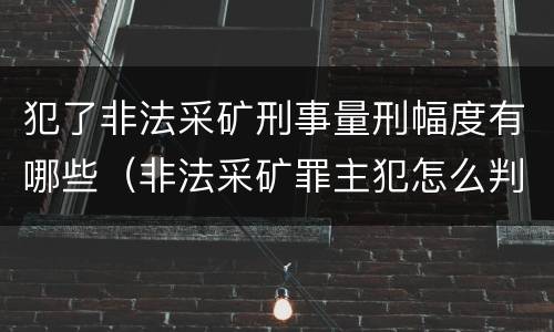 犯了非法采矿刑事量刑幅度有哪些（非法采矿罪主犯怎么判）