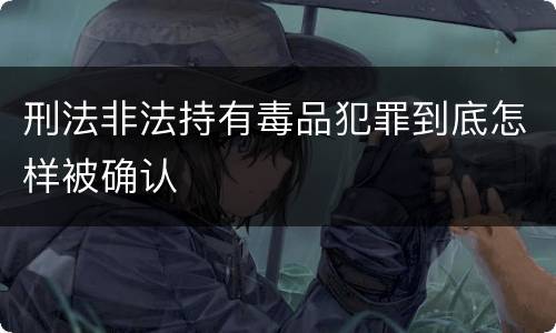 刑法非法持有毒品犯罪到底怎样被确认