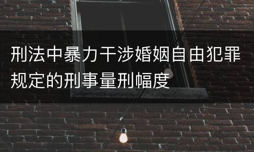 刑法中暴力干涉婚姻自由犯罪规定的刑事量刑幅度