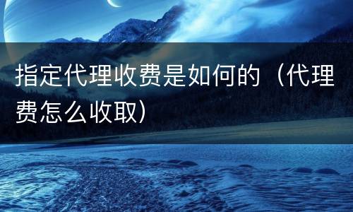 指定代理收费是如何的（代理费怎么收取）