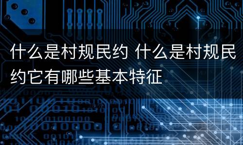 什么是村规民约 什么是村规民约它有哪些基本特征
