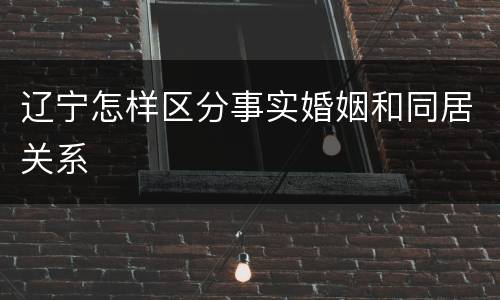 辽宁怎样区分事实婚姻和同居关系