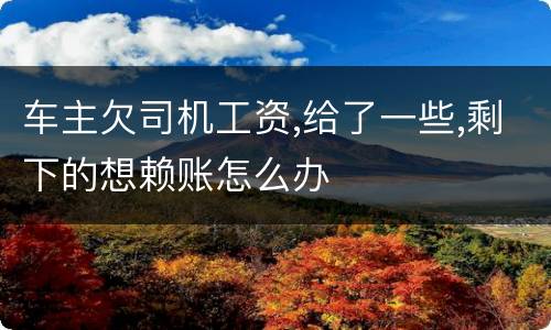 车主欠司机工资,给了一些,剩下的想赖账怎么办