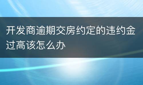 开发商逾期交房约定的违约金过高该怎么办