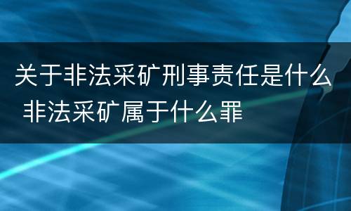关于非法采矿刑事责任是什么 非法采矿属于什么罪