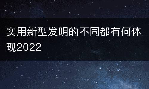 实用新型发明的不同都有何体现2022