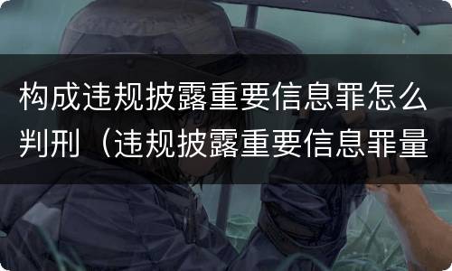 构成违规披露重要信息罪怎么判刑（违规披露重要信息罪量刑）