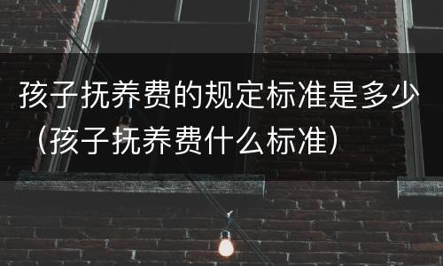 孩子抚养费的规定标准是多少（孩子抚养费什么标准）
