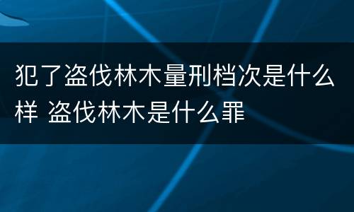 犯了盗伐林木量刑档次是什么样 盗伐林木是什么罪