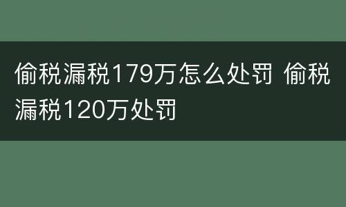 偷税漏税179万怎么处罚 偷税漏税120万处罚