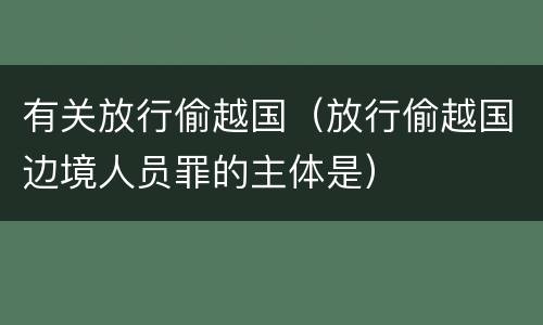 有关放行偷越国（放行偷越国边境人员罪的主体是）