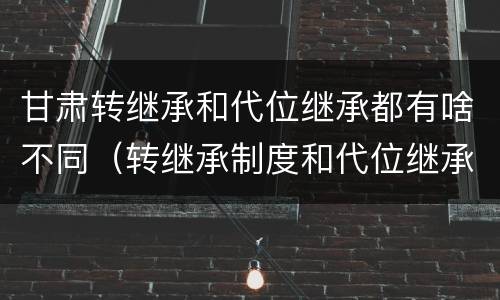 甘肃转继承和代位继承都有啥不同（转继承制度和代位继承制度可以互相取代吗）