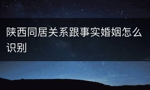陕西同居关系跟事实婚姻怎么识别