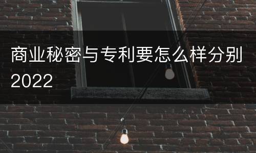商业秘密与专利要怎么样分别2022
