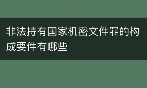 非法持有国家机密文件罪的构成要件有哪些